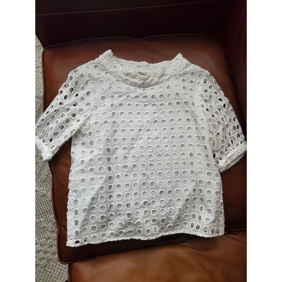 NEW ANTHROPOLOGIE WHITE EUDORA EYELET TOP BY WOLVEN SZ 8 - Picture 8 of 10